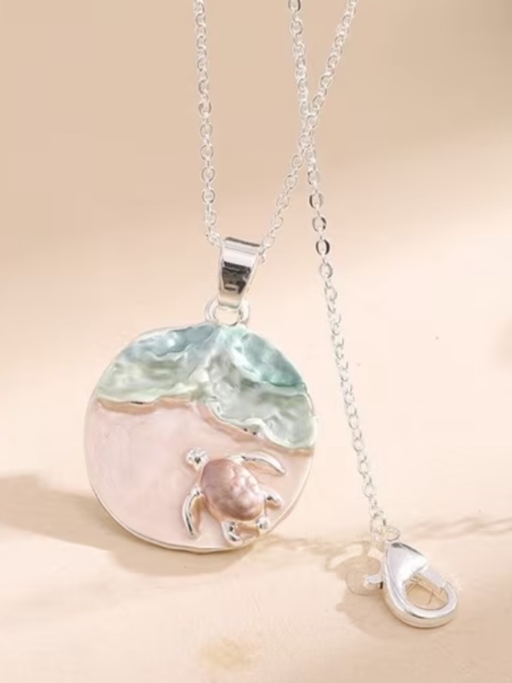 Turtle at the Beach Silver Toned Necklace - Picture 6 of 6